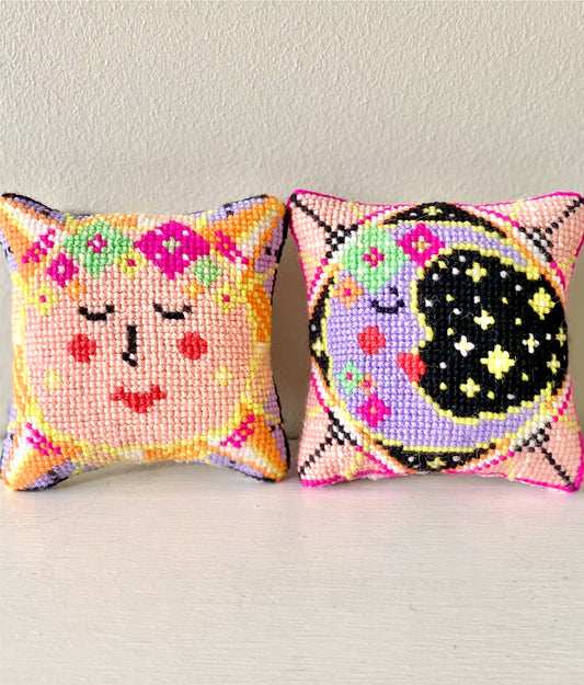 A vibrant tapestry kit for teenagers featuring colorful threads and a simple design, perfect for creative crafting projects