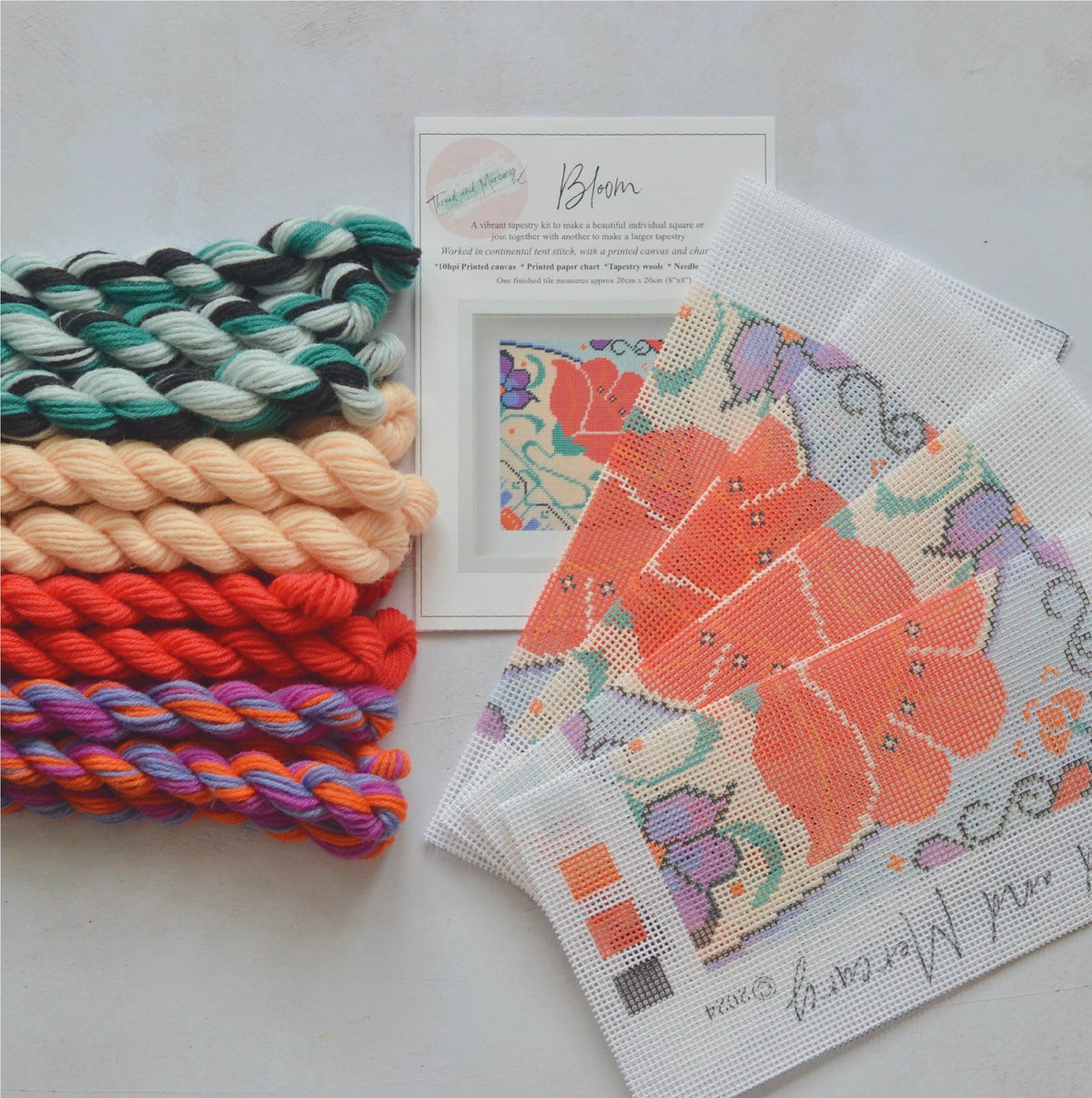 easy tent stitch tapestry kit containing tapestry wool and printed canvas