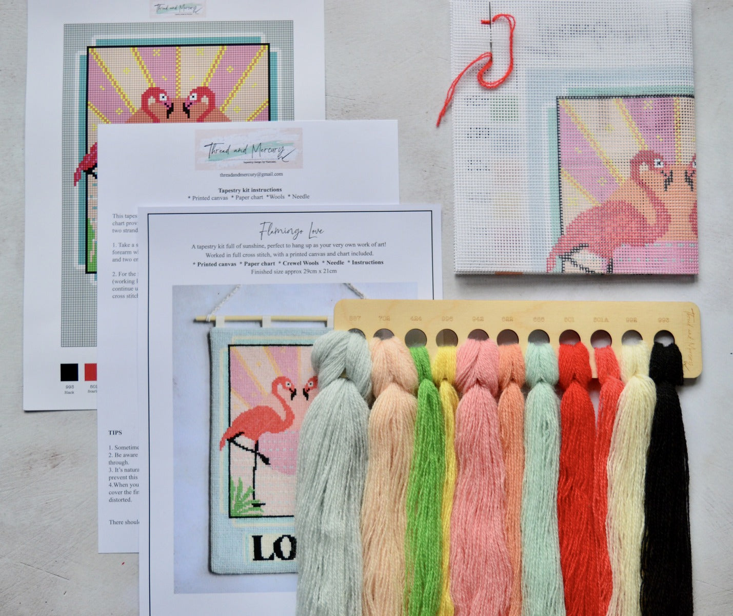 an image of a quality tapestry kit made in the uk. a simple yet contemporary design suitable for all levels