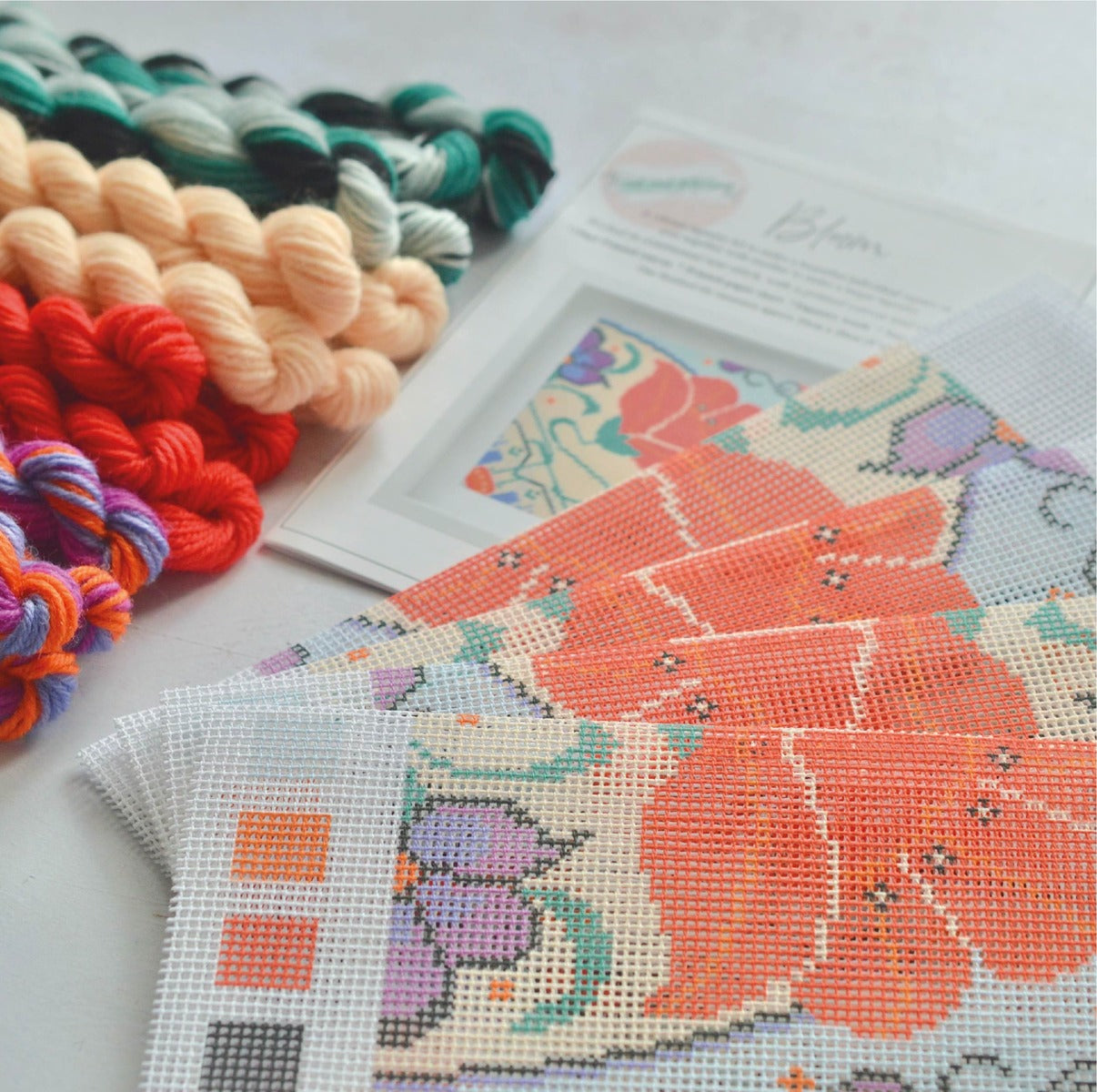 a tapestry kit with printed zweigart canvas for easy stitching