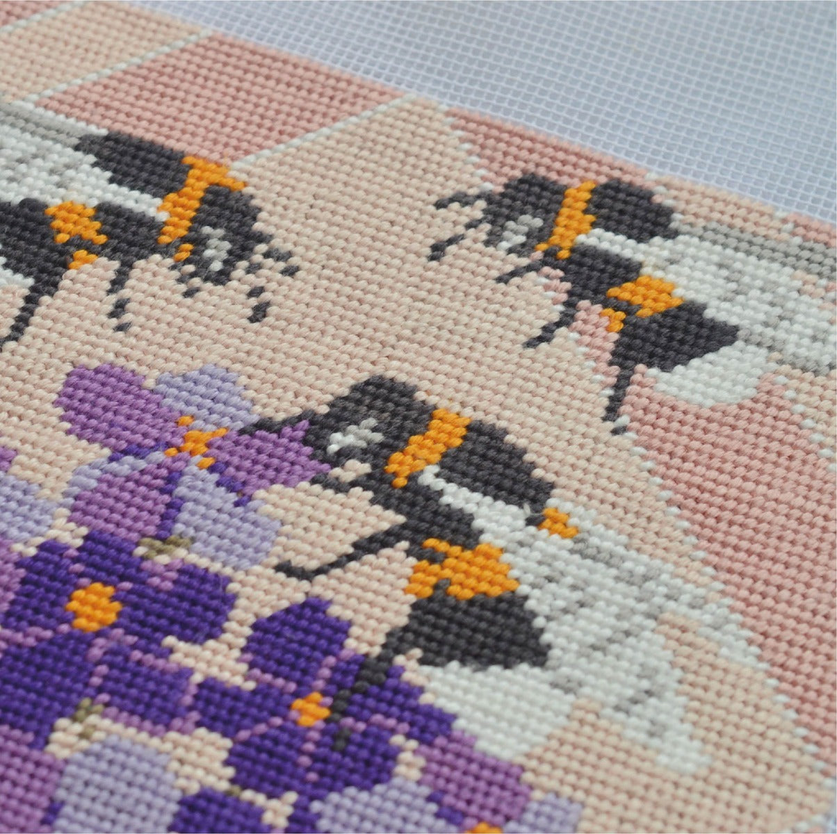 tapestry kit worked in tent stitch using vibrant cotton thread to create beautiful detail