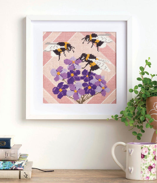 beautiful bees modern tapestry in a frame