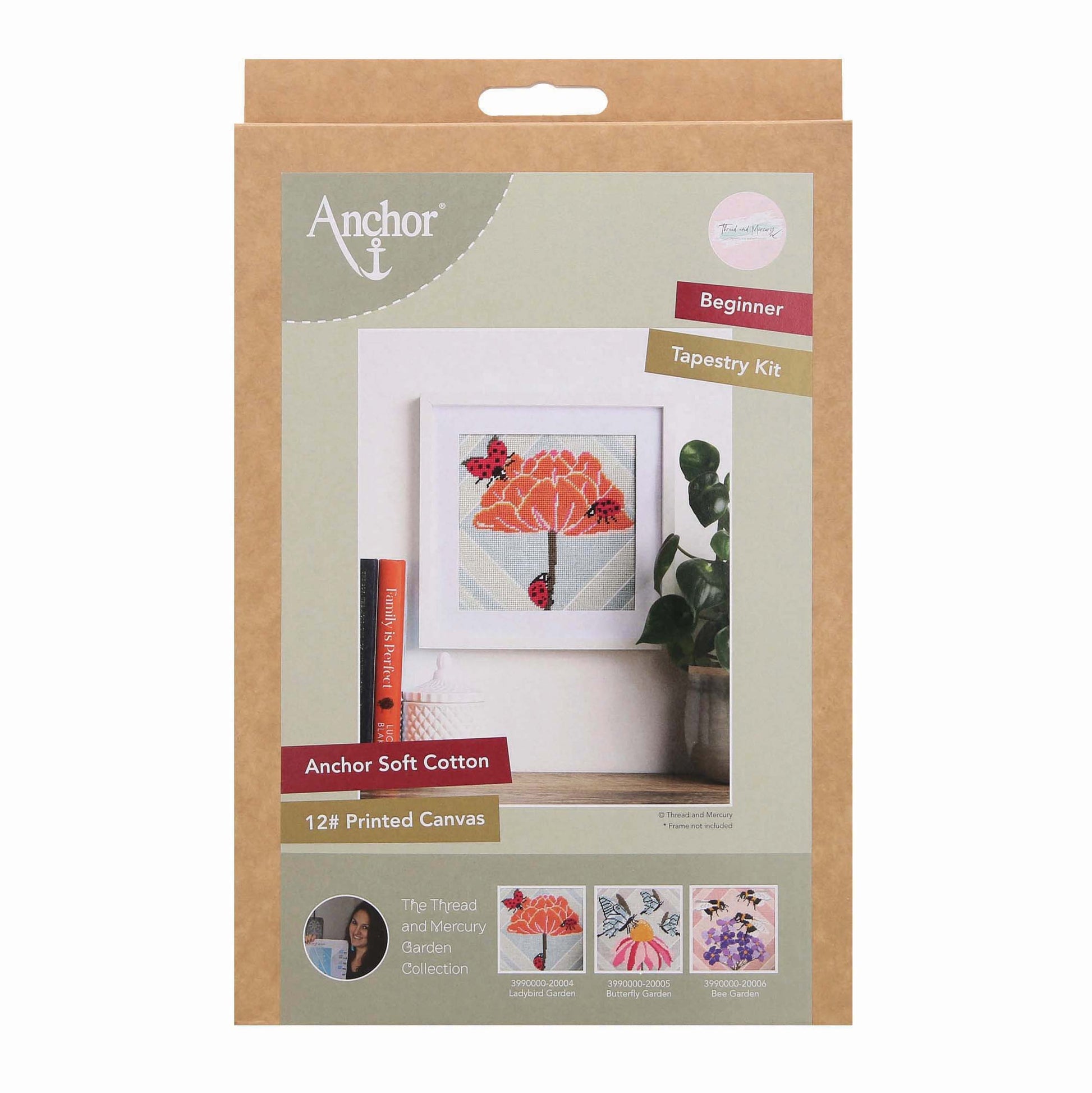 part of the anchor garden collection this beginner tapestry kit is beautifully packaged in a box and sits alongside the butterfly tapestry and the bees tapestry