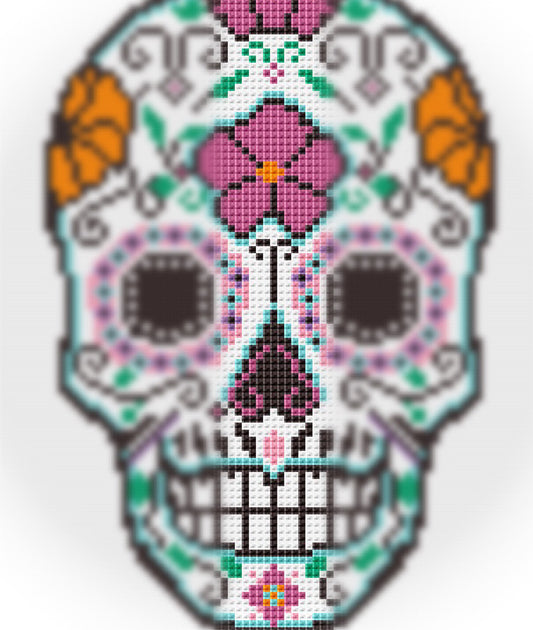halloween sugar skull cross stitch design